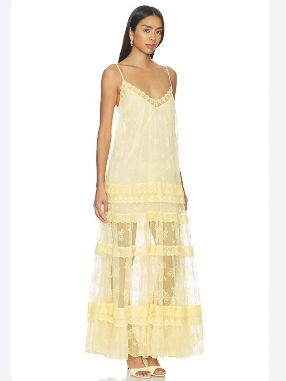 Tularosa Cream Lace-Trim Slip Dress - Picture 1 of 7